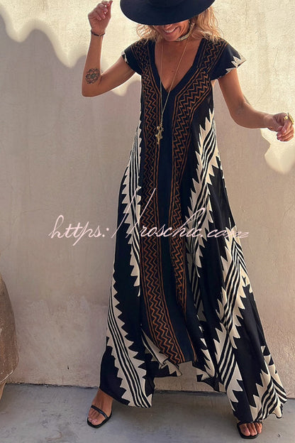 Beach Dates Print A-line Maxi Dress