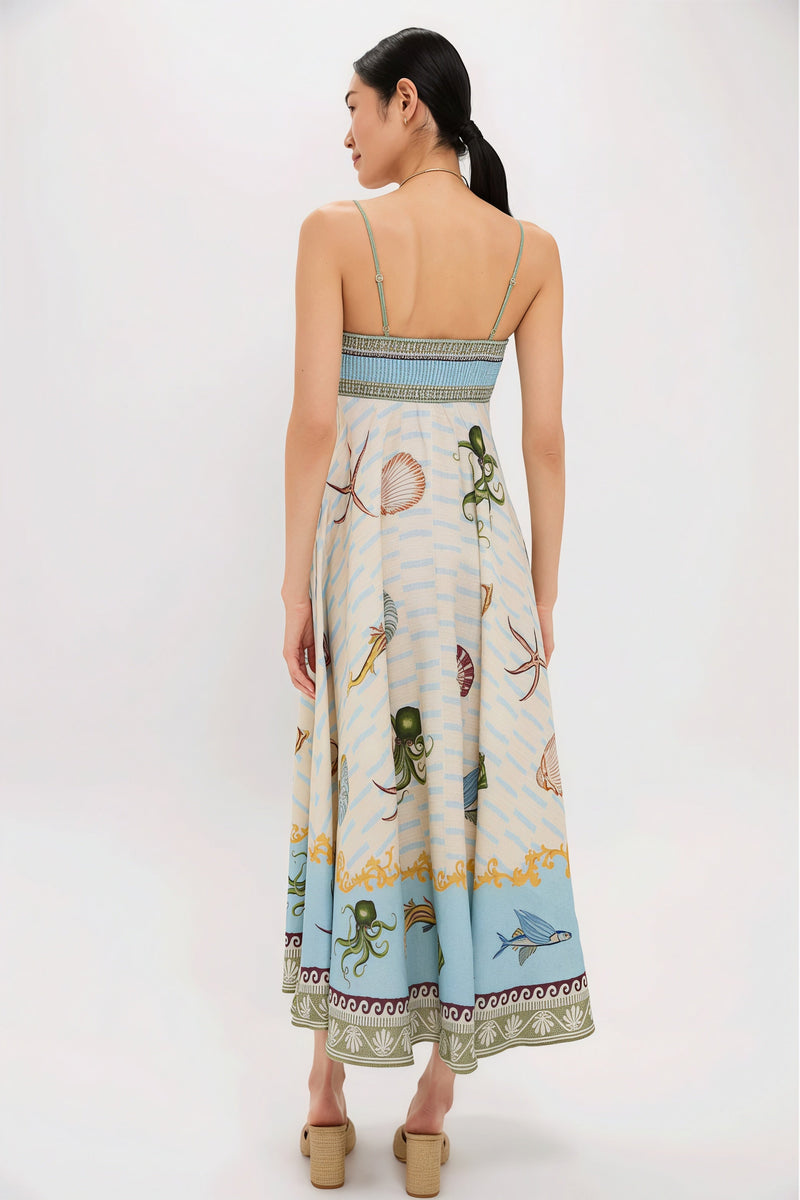 High Waist Print Cami Maxi Dress