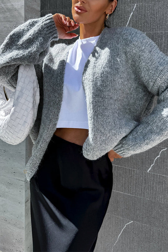 Color Long Sleeve Knitted Cardigan