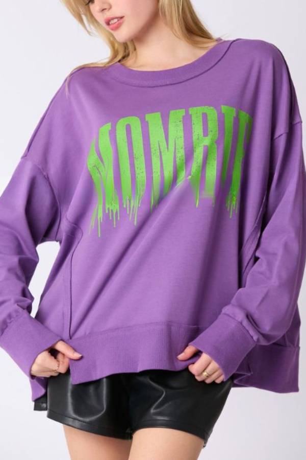 Halloween Letter Printed Top Loose Sweatshirt