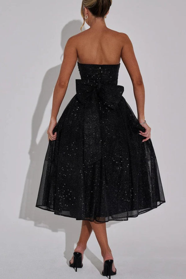 Off-shoulder Backless Bow Maxi Dress