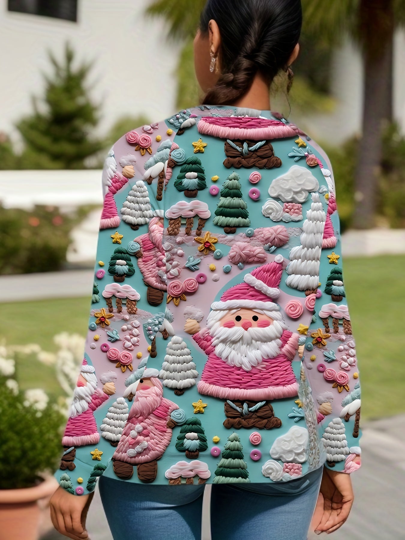 Christmas Allover Print Pullover Sweatshirt Ed5012