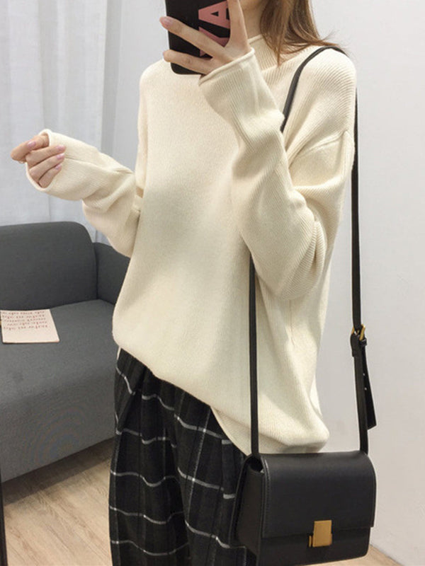 Purple Half Turtleneck Long Sleeve Sweater An1049
