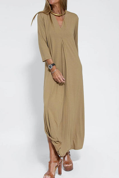 V Neck Color Maxi Dress