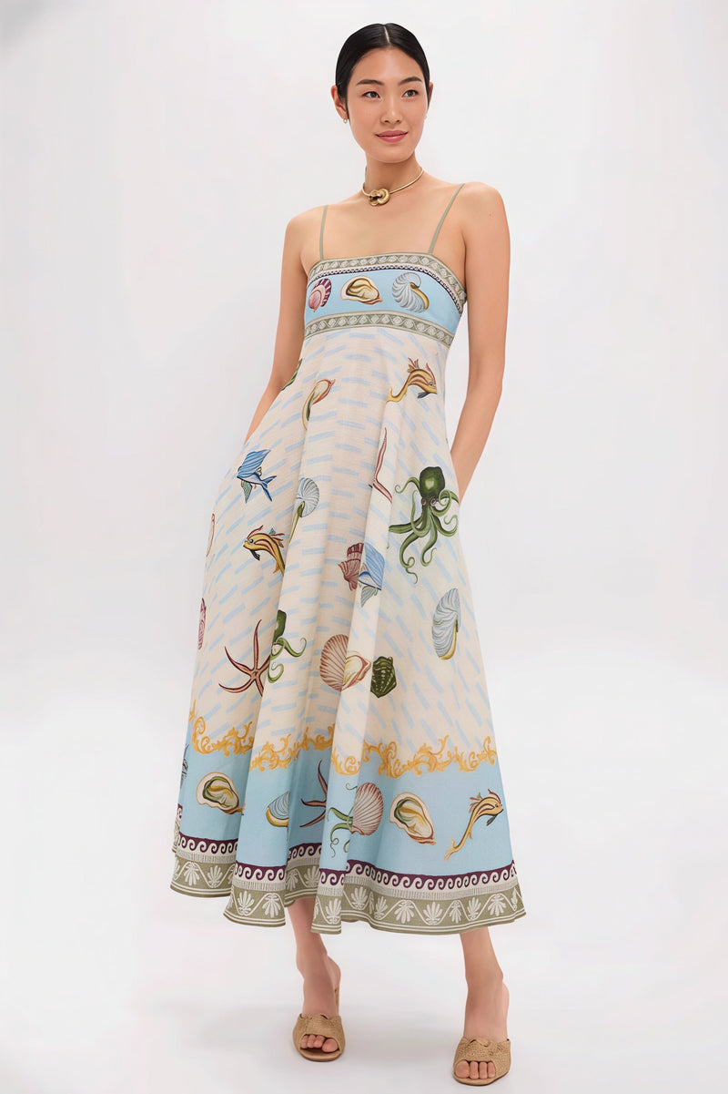 High Waist Print Cami Maxi Dress