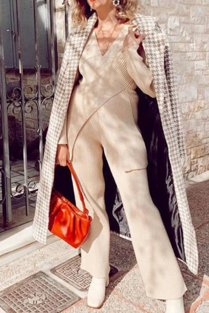 Sweater Wide -leg Pants Two -piece Suit