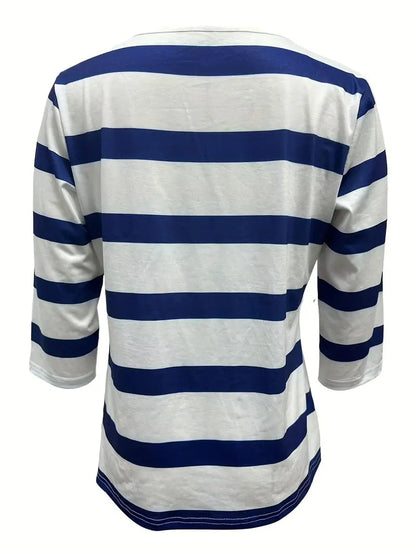 Eirah - Essential V-neck Striped Print Blouse
