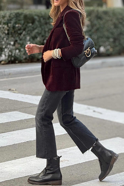 Gold Velvet Color Suit Cardigan