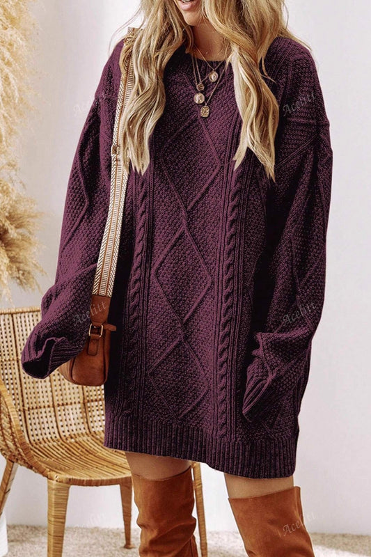 Textured Knit Midi Sweater