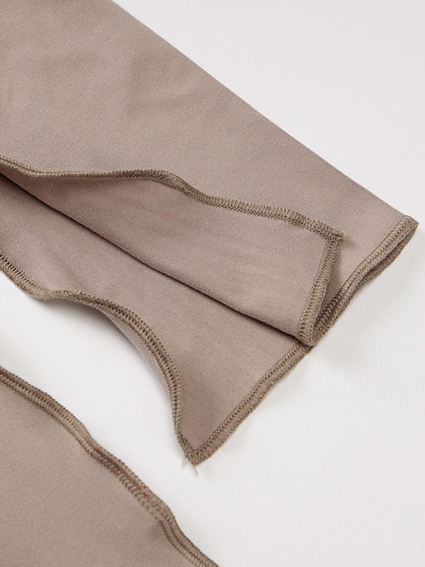 Long Sleeves Color Split-joint Hooded Maxi Dresses
