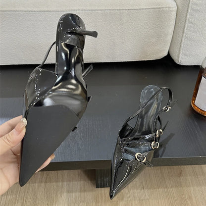 Liyke Spring Buckle Strap Pumps Office Shoes Pointed Toe Heels Sandals
