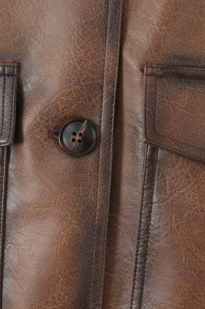 Brown Faux Leather Coat
