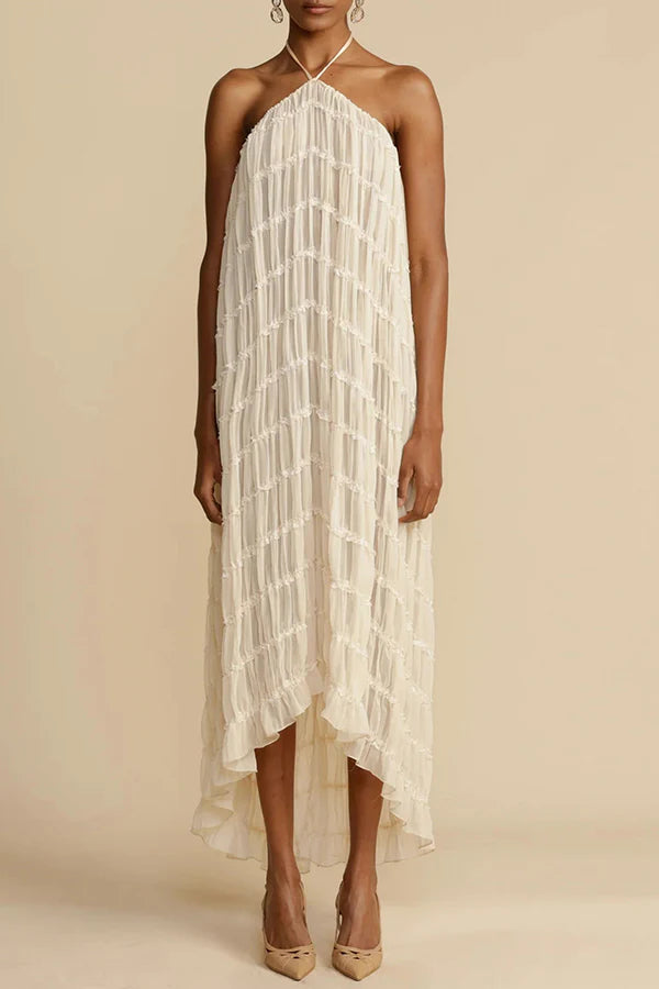 Versatility and Charm Pleated Drawstring Waist Tiered Maxi Skirt