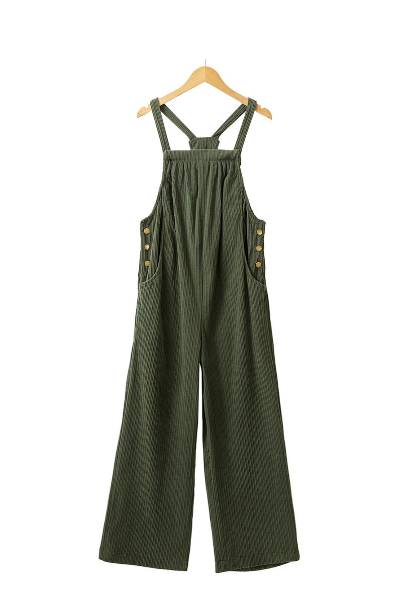 Color Pocketed Corduroy Overall