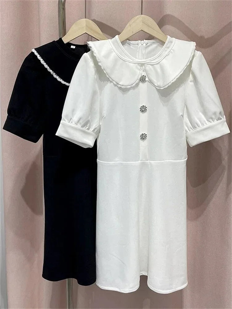 Autumn Glitter Mini Dress Patchwork Short Sleeve Lace-up Lace Party Dress ’s Bandage Dress New