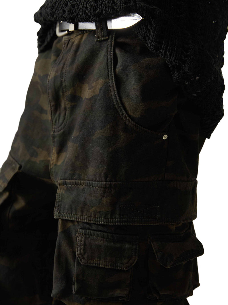 Camo Wide-leg Cargo Overalls - Style