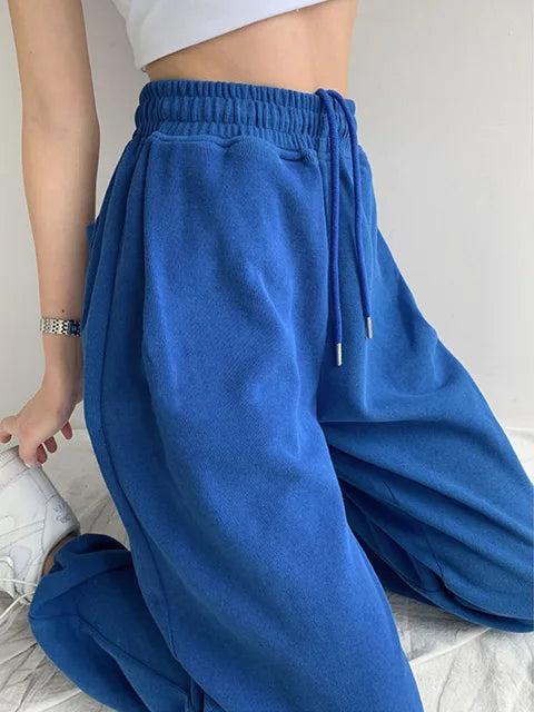 Blue Sweatpants for Summer Baggy Pants High Waist Jogger Wide Leg Trousers Spring ’s Sports Pants Summer Sweatpants