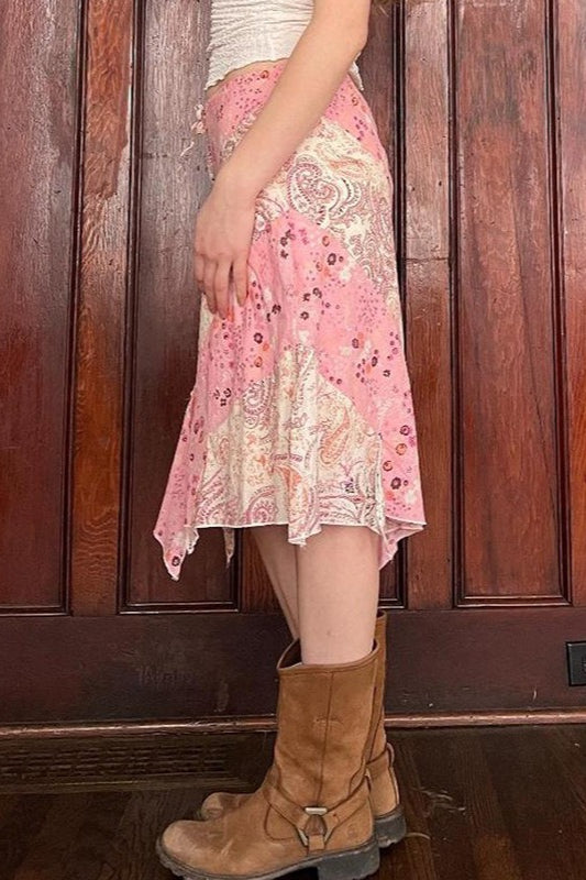 Ruffle Asymmetric Midi Skirt