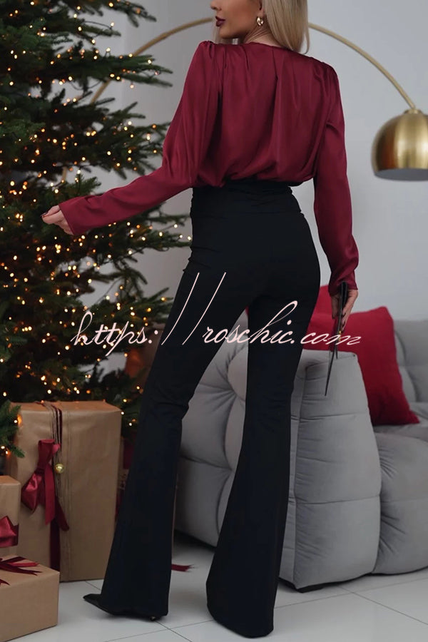 And Flexible High Rise Ruched Waist Stretch Flare Pants