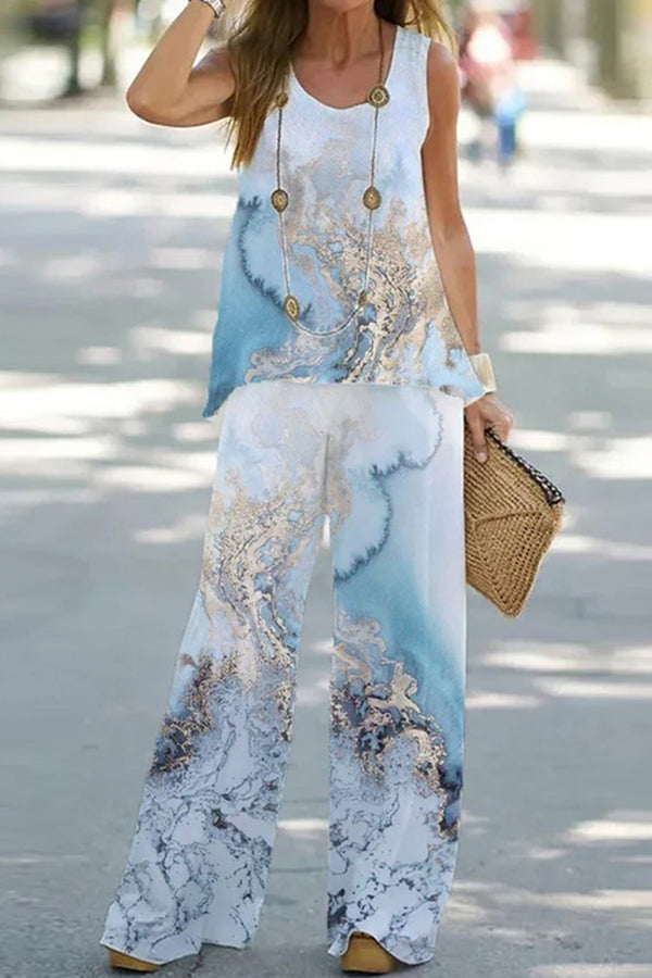 Summer Sleeveless T-shirt Trousers Two-piece Set