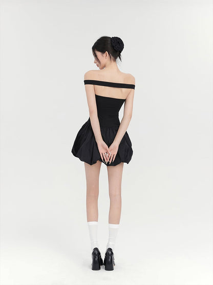 Black Rose Bubble Mini Dress