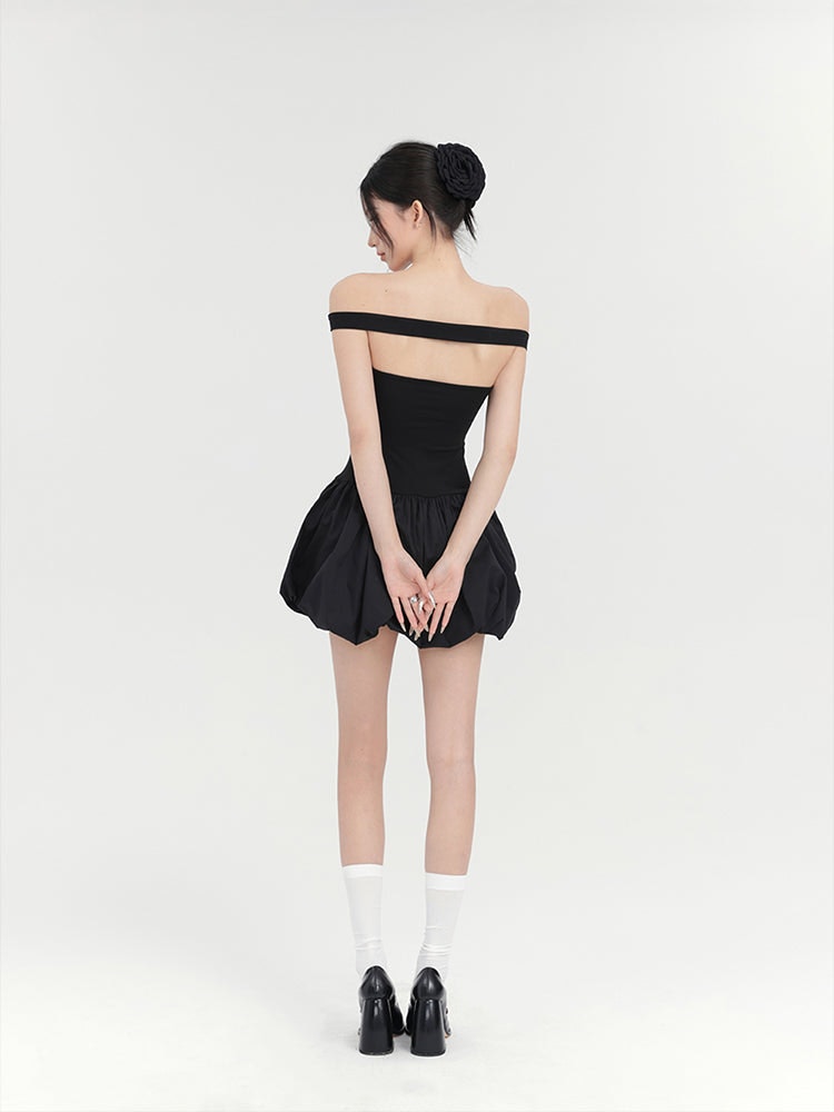 Black Rose Bubble Mini Dress