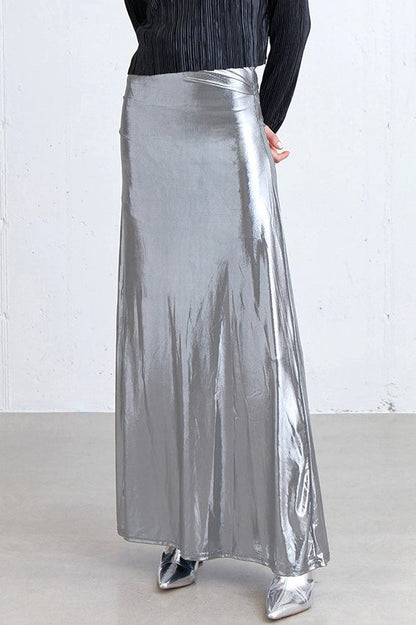 Silver Satin Reflective Skirt