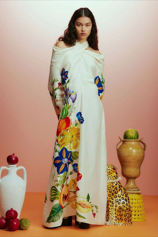 Print Off Shoulder Maxi Dress