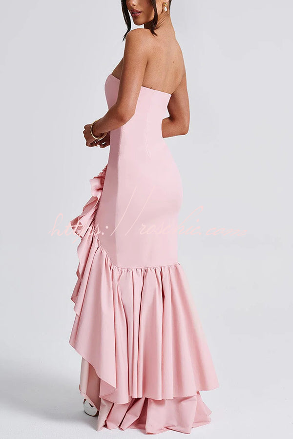 Off-shoulder Slim Fit Irregular Hem Maxi Dress