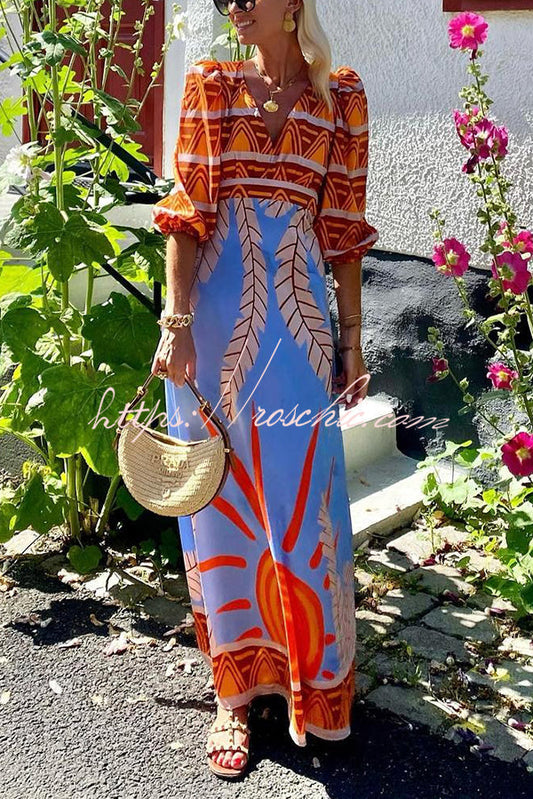 Style Unique Printed Backless Strappy Maxi Dress