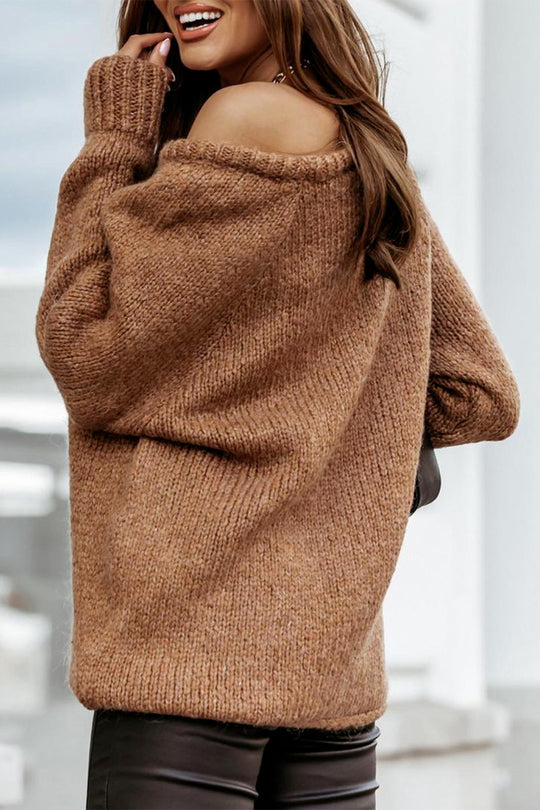 Ribbed Knitted Oversized Pullover Sweater
