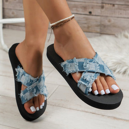 Denim Platform Sandals
