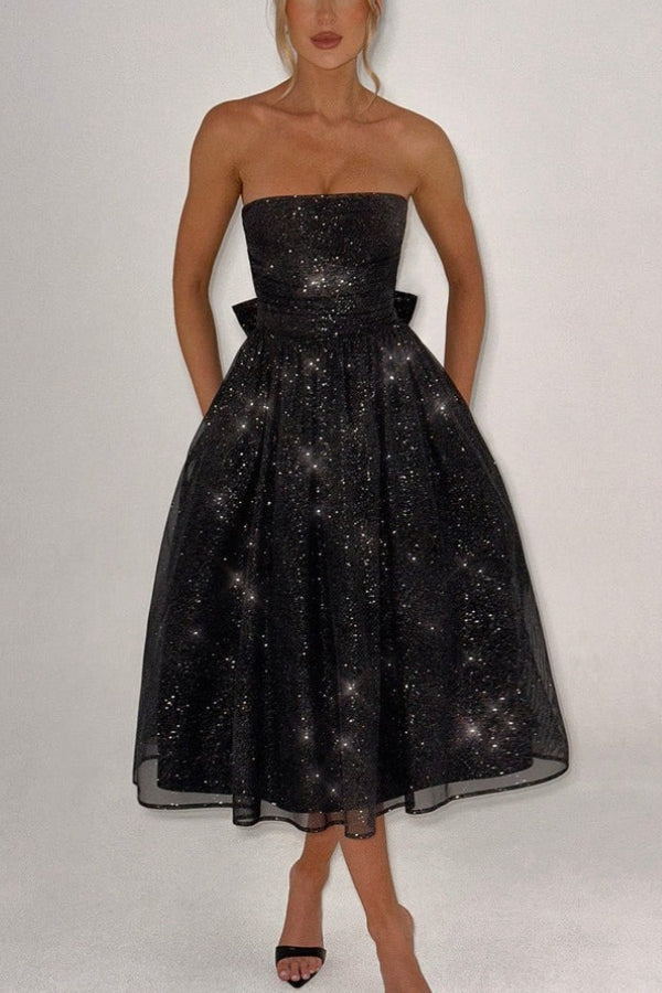 Off-shoulder Backless Bow Maxi Dress