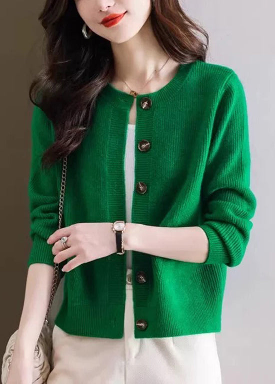 Stylish Pink O Neck Button Woolen Cardigans Fall Qc038