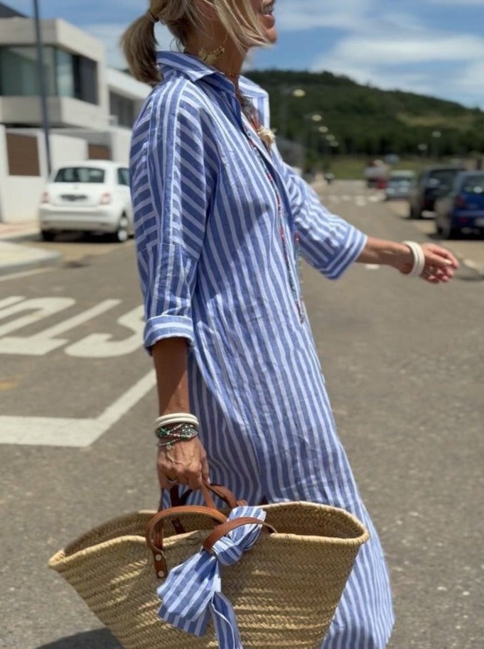Azenith - Striped Lace-up Dress