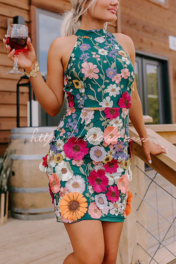 Wish Upon a Dream Applique Halter Mini Dress