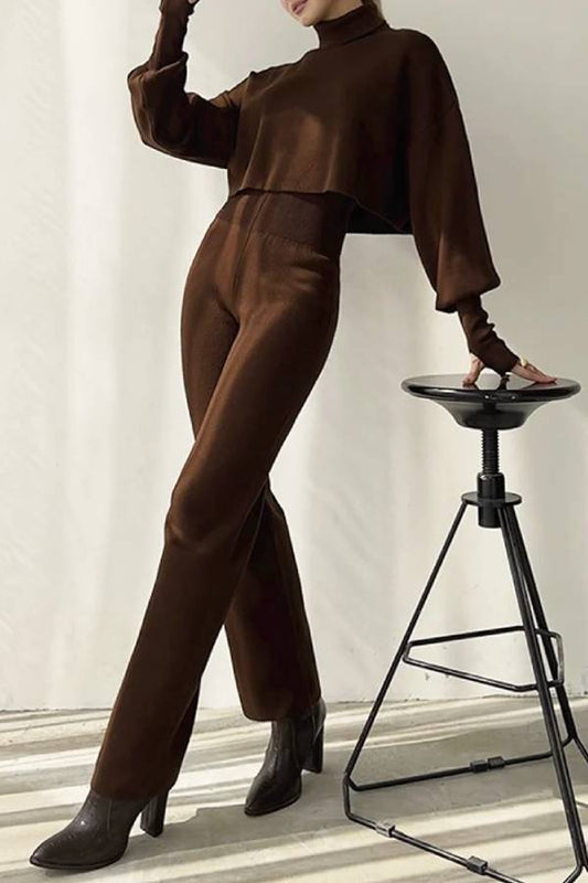 Loose-fitting Long-sleeves Top and Pants Two-piece Set