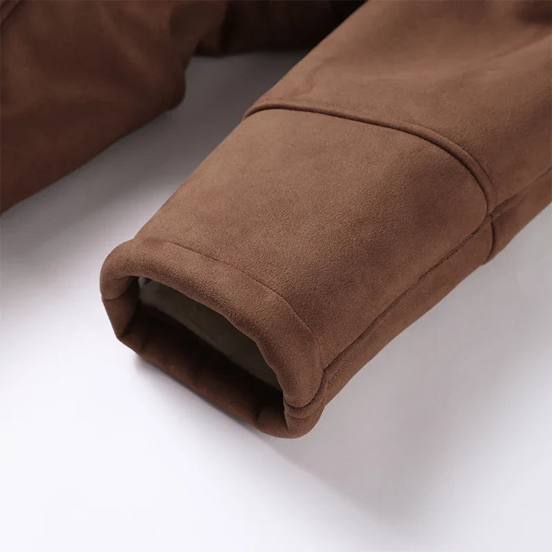 Lamb Woolen Spliced Warm Coat for Side Buttons Lapel Full Sleeve Jackets Lady Autumn Winter Thick Outwear