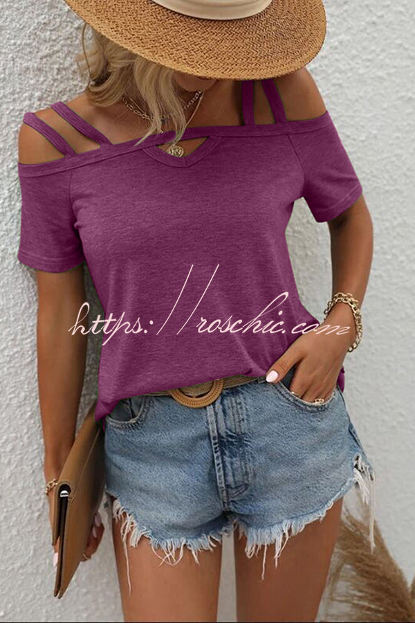 Color Cold Shoulder T-shirt
