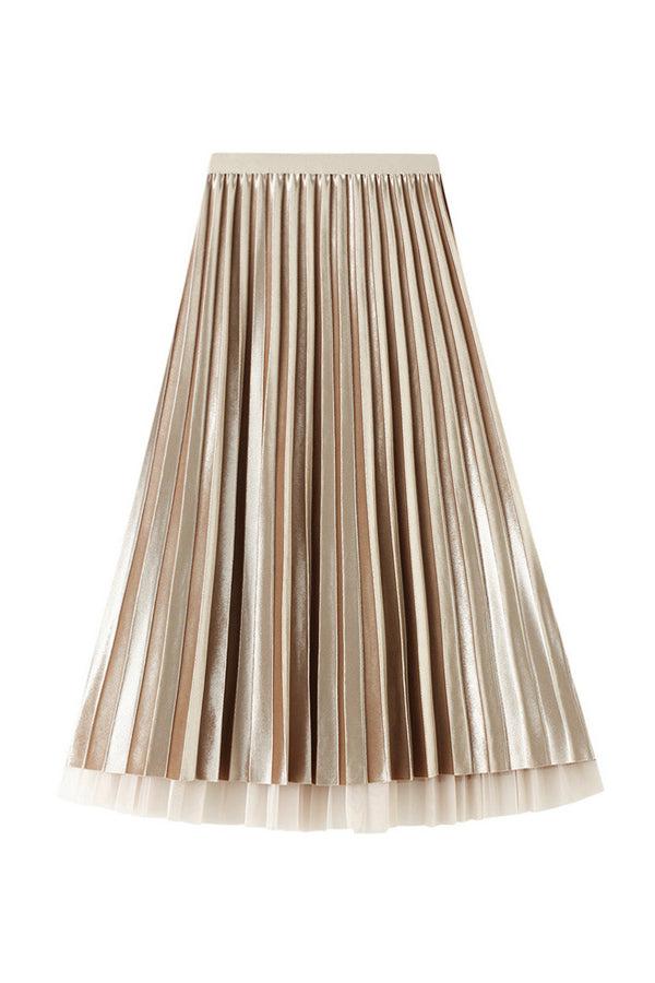 Reversible Gold Velvet Mesh Skirt