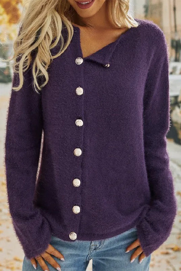 Color Single-breasted Sweater Cardigan