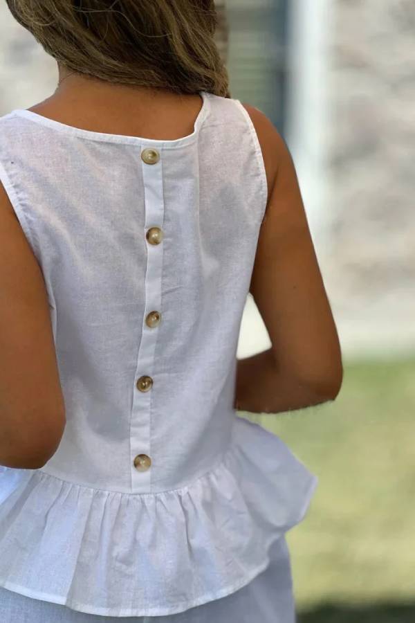 Cotton and Linen Color Sleeveless Top \u0026 Wide Leg Pants Two-piece Set