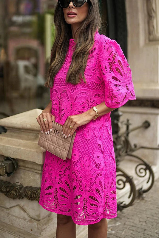 Reason to Smile Crochet Lace Mini Dress