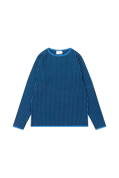 Blue Striped Knit Sweater