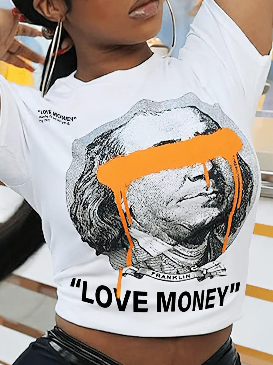 Figure Love Letter Print T-shirt Ar5078