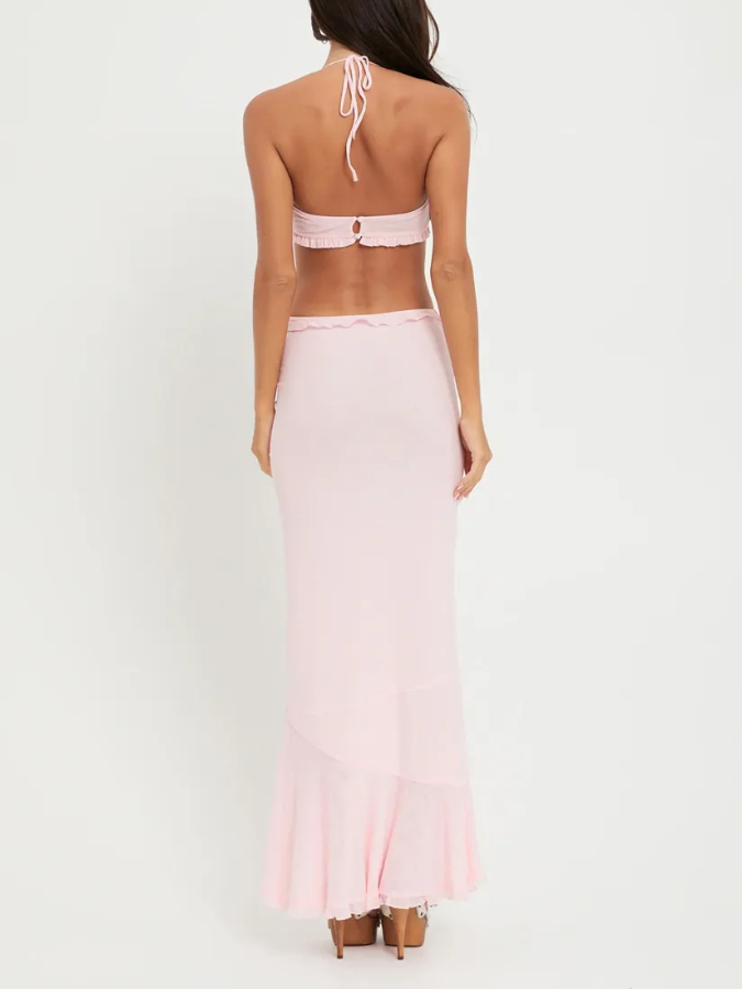 Plain 3d Flowers Bikini and Skirt
