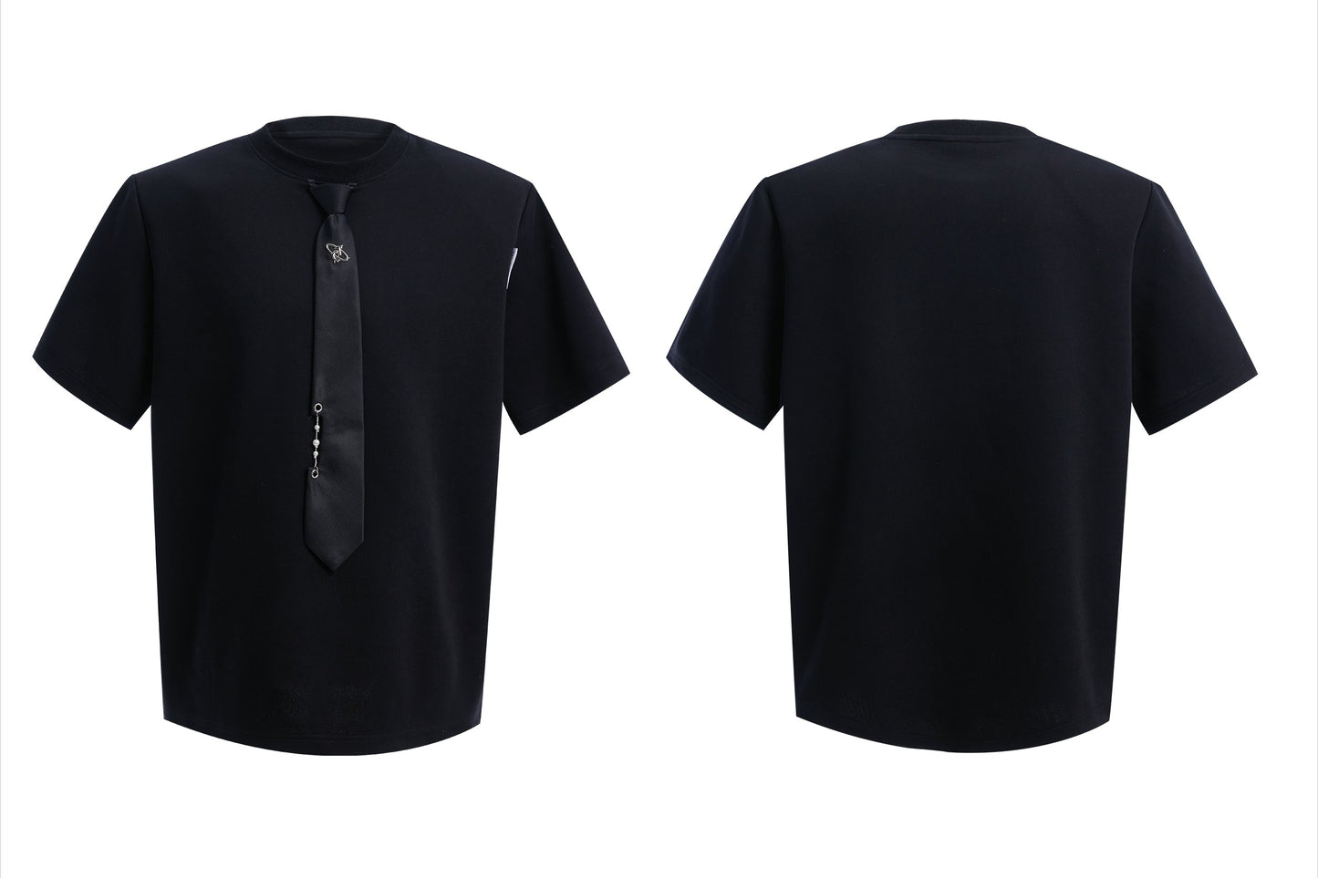 White Oversized T-shirt Black Tie