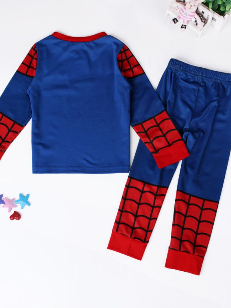 Cotton Boy Spider Web Print Patchwork Pants Set Ar5052