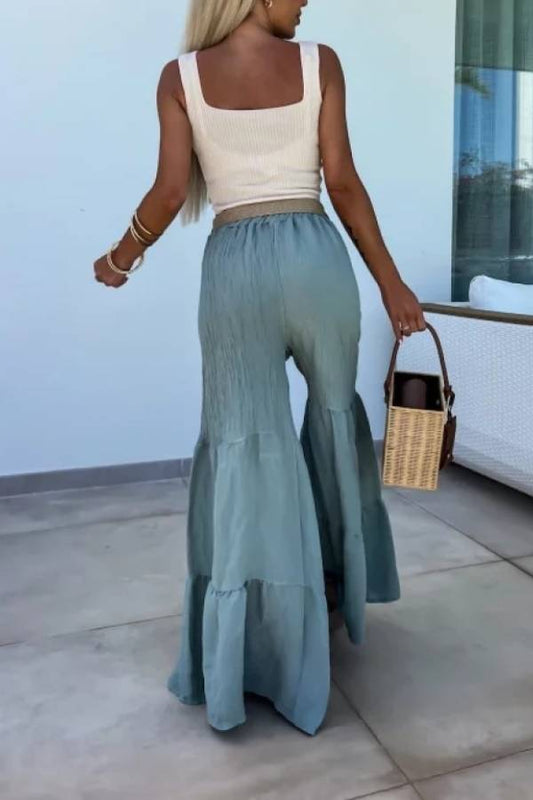 Elastic Pants High Waisted Flared Pants