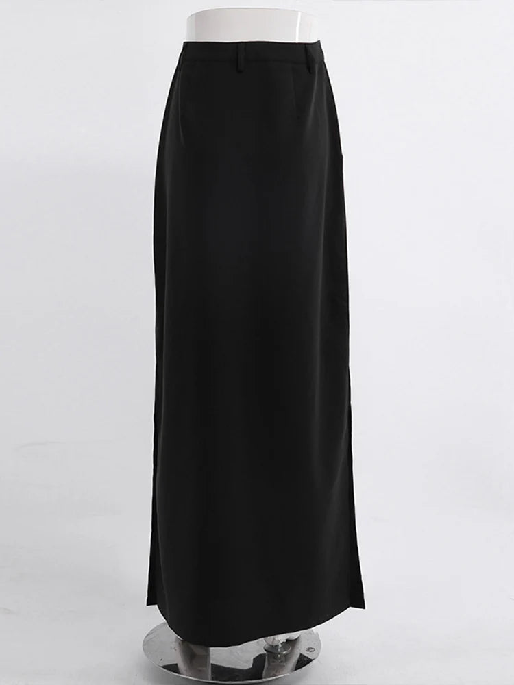 Black Loose Long Skirts A-line Zip Skirts Summer Skirts Female With Pocket Ankle-length Skirts